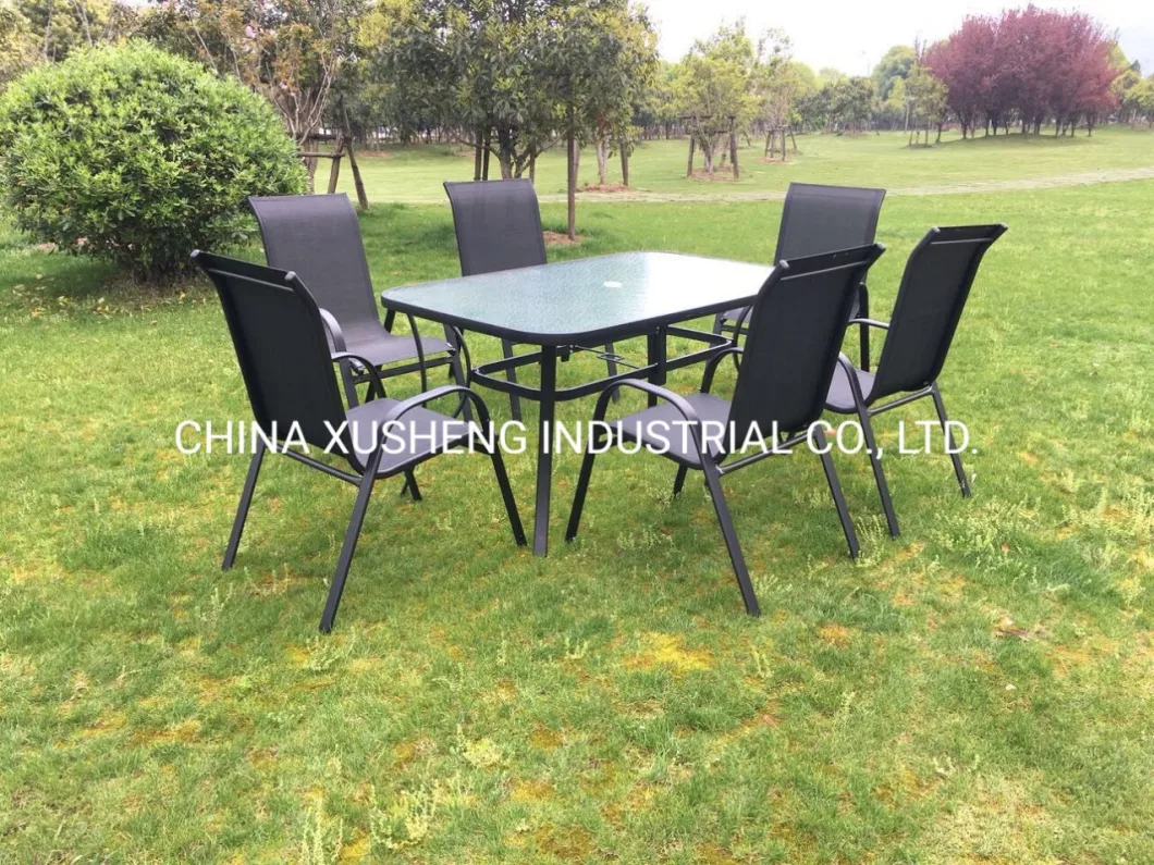 Outdoor or Indoor Dining Rattan Chair and Table Set Resistant Metal Frame