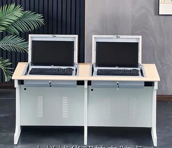 Sala de aula escola flip up computador mesa monitor caixa de segurança multifuncional virar