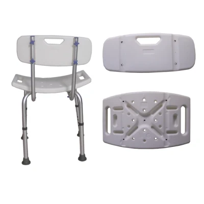 Assento de banho ajustável médico de alumínio cadeira de banho banco dobrável