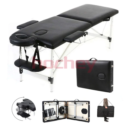 Mesas e camas de massagem portáteis dobráveis ​​médicas Hochey Mesa de massagem removível preta ajustável em altura