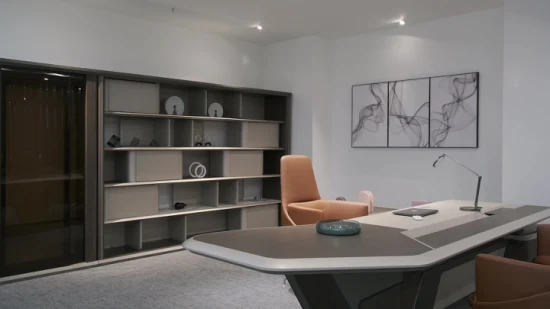 Luxo moderno CEO chefe em forma de L móveis de escritório de madeira gerente executivo computador mesa