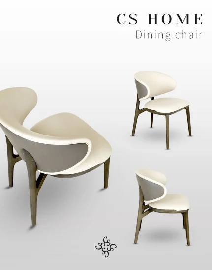 Elegante restaurante de luxo casa estilo nórdico móveis de madeira moderno interior PVC couro restaurante do hotel cadeira de jantar